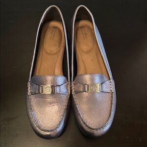 Giani Bernini Metallic Gray Leather Women's Loafers